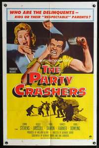 h542 PARTY CRASHERS one-sheet movie poster '58 Frances Farmer, bad teens!
