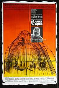h551 PLANET OF THE APES one-sheet movie poster '68 Charlton Heston