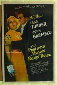 h001 POSTMAN ALWAYS RINGS TWICE one-sheet movie poster '46 Lana Turner