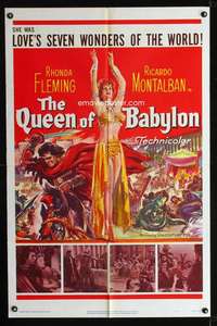 h555 QUEEN OF BABYLON one-sheet movie poster '56 sexy Rhonda Fleming!