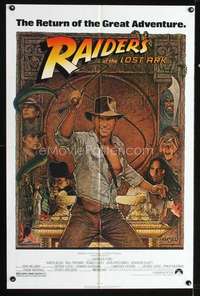 h561 RAIDERS OF THE LOST ARK one-sheet movie poster R80s Harrison Ford
