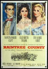h562 RAINTREE COUNTY one-sheet movie poster '57 Monty Clift, Liz Taylor