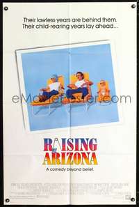 h563 RAISING ARIZONA one-sheet movie poster '87 Coen Brothers, Nick Cage