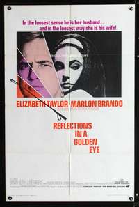 h565 REFLECTIONS IN A GOLDEN EYE one-sheet movie poster '67 Taylor, Brando