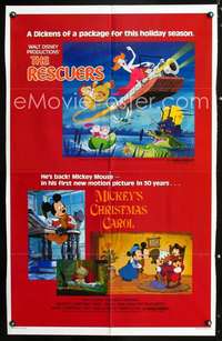 h566 RESCUERS/MICKEY'S CHRISTMAS CAROL one-sheet movie poster '83 Disney