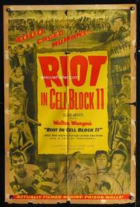 h571 RIOT IN CELL BLOCK 11 one-sheet movie poster '54 Don Siegel, Peckinpah