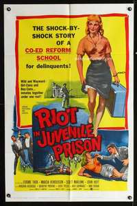 h572 RIOT IN JUVENILE PRISON one-sheet movie poster '59 bad girls in jail!