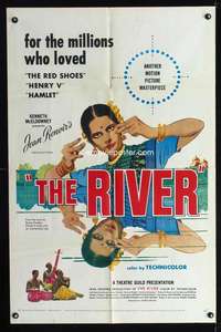 h574 RIVER one-sheet movie poster '51 Jean Renoir, Nora Swinburne