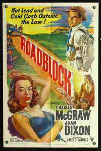 h575 ROADBLOCK one-sheet movie poster '51 hot lead, cold cash & sexy babe!