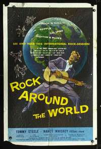 h577 ROCK AROUND THE WORLD one-sheet movie poster '57 early rock & roll!