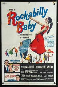 h579 ROCKABILLY BABY one-sheet movie poster '57 her mom was a showgirl!