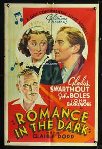 h583 ROMANCE IN THE DARK other company one-sheet movie poster '38 John Boles