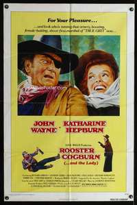 h586 ROOSTER COGBURN one-sheet movie poster '75 John Wayne, Kate Hepburn