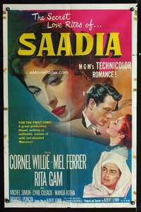h593 SAADIA one-sheet movie poster '54 Cornel Wilde, Mel Ferrer, Rita Gam
