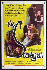 h600 SCAVENGERS one-sheet movie poster '59 Vince Edwards in Philippines!