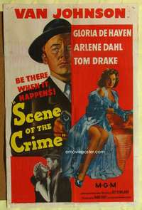 h601 SCENE OF THE CRIME one-sheet movie poster '49 sexy film noir artwork!