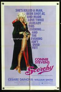 h602 SCORCHY one-sheet movie poster '76 sexiest art of Connie Stevens!
