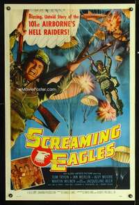 h604 SCREAMING EAGLES one-sheet movie poster '56 Airborne Hell Raiders!