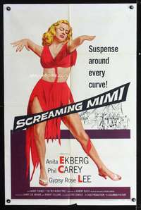h605 SCREAMING MIMI one-sheet movie poster '58 sexiest Anita Ekberg, noir!