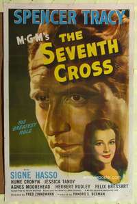 h610 SEVENTH CROSS one-sheet movie poster '44 best art of Spencer Tracy!