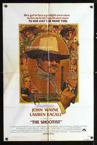 h611 SHOOTIST one-sheet movie poster '76 John Wayne, best Amsel artwork!