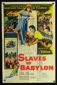 h615 SLAVES OF BABYLON one-sheet movie poster '53 sexy Linda Christian!