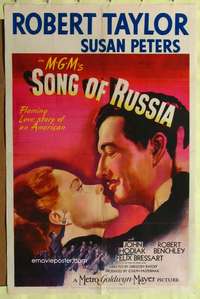 h620 SONG OF RUSSIA one-sheet movie poster '44 Robert Taylor, Susan Peters