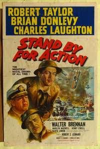 h627 STAND BY FOR ACTION style D one-sheet movie poster '43 Robert Taylor
