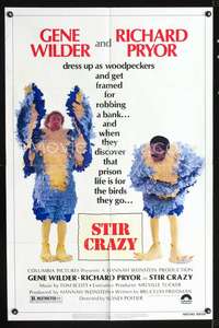 h634 STIR CRAZY one-sheet movie poster '80 Gene Wilder, Richard Pryor