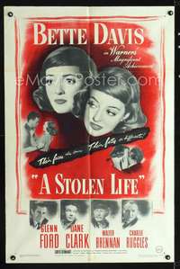 h635 STOLEN LIFE one-sheet movie poster '46 Bette Davis, Glenn Ford