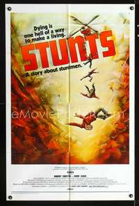h645 STUNTS one-sheet movie poster '77 cool helicopter stunt artwork!