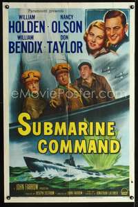 h646 SUBMARINE COMMAND one-sheet movie poster '51 William Holden, Olson