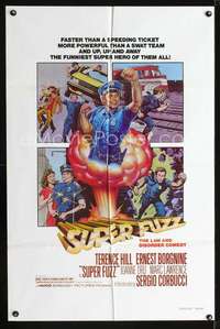 h654 SUPER FUZZ one-sheet movie poster '81 Sergio Corbucci, Terence Hill