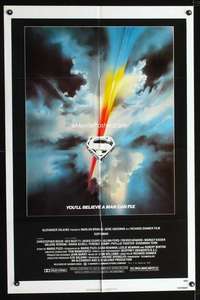 h658 SUPERMAN one-sheet movie poster '78 Bob Peak shield artwork style!