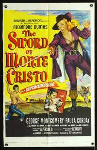 h665 SWORD OF MONTE CRISTO one-sheet movie poster '51 George Montgomery