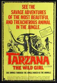 h670 TARZANA THE WILD GIRL one-sheet movie poster R72 sexy & unauthorized!