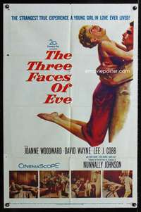 h680 THREE FACES OF EVE one-sheet movie poster '57 Joanne Woodward, Wayne