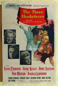 h006 THREE MUSKETEERS style C one-sheet movie poster '48 sexy Lana Turner!