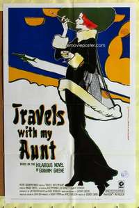 h687 TRAVELS WITH MY AUNT one-sheet movie poster '72 really cool artwork!