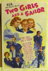 h690 TWO GIRLS & A SAILOR one-sheet movie poster '44 Van Johnson, Allyson