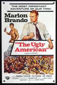h692 UGLY AMERICAN one-sheet movie poster '63 Marlon Brando, Eiji Okada