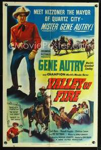 h697 VALLEY OF FIRE one-sheet movie poster '51 Gene Autry rides Champion!