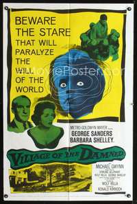h704 VILLAGE OF THE DAMNED one-sheet movie poster '60 George Sanders