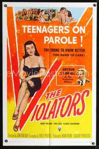 h707 VIOLATORS one-sheet movie poster '57 rebel teenagers on parole!