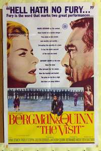 h710 VISIT one-sheet movie poster '64 Ingrid Bergman, Anthony Quinn