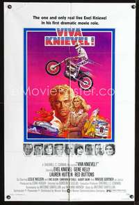 h711 VIVA KNIEVEL one-sheet movie poster '77 best motorcycle daredevil!