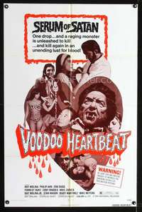 h715 VOODOO HEARTBEAT one-sheet movie poster '72 wacky serum of Satan!