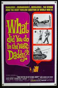 h719 WHAT DID YOU DO IN THE WAR DADDY one-sheet movie poster '66 Coburn