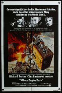 h721 WHERE EAGLES DARE one-sheet movie poster R73 Eastwood, Burton
