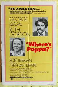h723 WHERE'S POPPA one-sheet movie poster R79 George Segal, Ruth Gordon